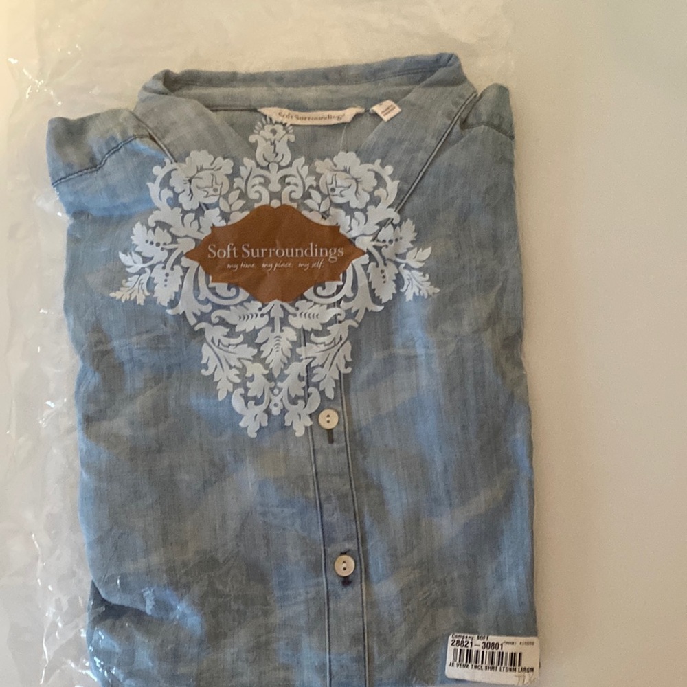 Soft surroundings large denim blouse